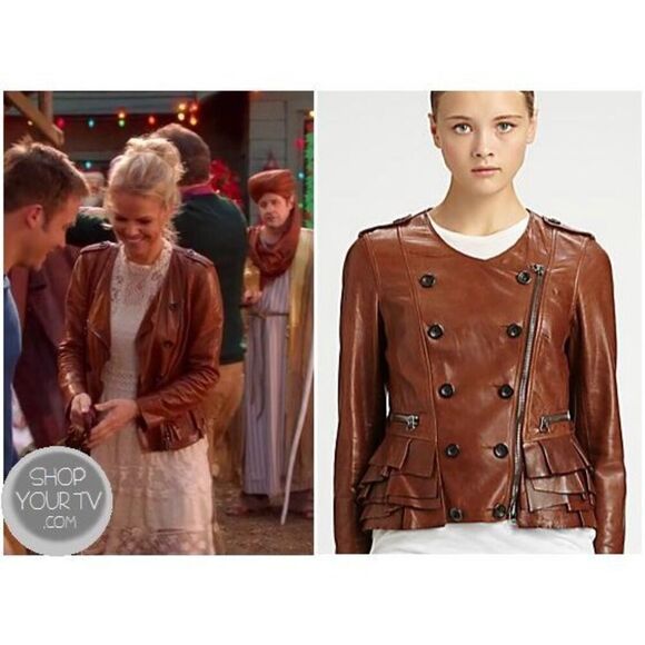 3.1 Phillip Lim Lambskin soft Leather Ruffled Cognac Zip Up Jacket silk lining 4 - Picture 2 of 16